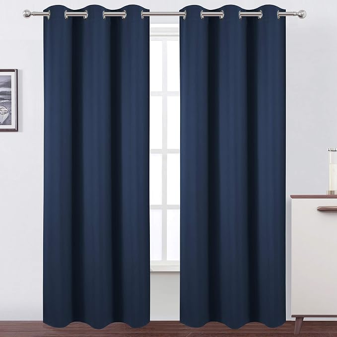 LEMOMO Navy Thermal Blackout Curtains/38 x 84 Inch/Set of 2 Panels Room by Lemomo