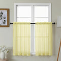 Gwine Light Yellow Sheer Kitchen Curtains 36 Inch Length by Gwine