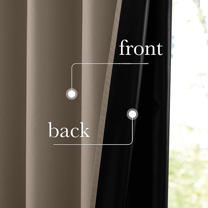 NICETOWN 100% Blackout Tan Curtains 96 inch Long, Grommet Thermal Insulated - Image 4
