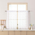 Chyhomenyc White Sheer Curtains 36 Inch Length, Light Filtering Leaf Tufted by Chyhomenyc