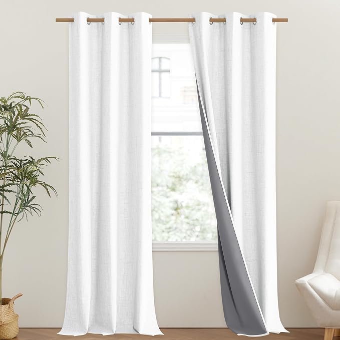 NICETOWN 100% Absolutely Blackout Linen Curtains - Image 2