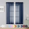 Simplebrand Blue Sheer Curtains 63 Inch Length 2 Panels, Rod Pocket Solid Color by Simplebrand