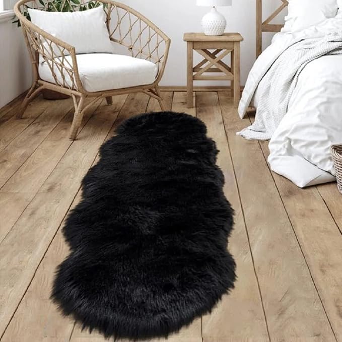 Goolela Black Fluffy Runner Rug 2x6 - Image 2
