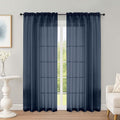 OWENIE Navy Blue Sheer Curtains 72 Inches Long 2 Panels Set, Transparent Voile by OWENIE