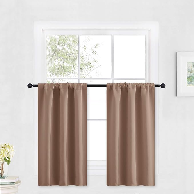 RYB HOME Blackout Cafe Curtains 30 inch Length, Short Light UV Heat Blocking by RYBHOME