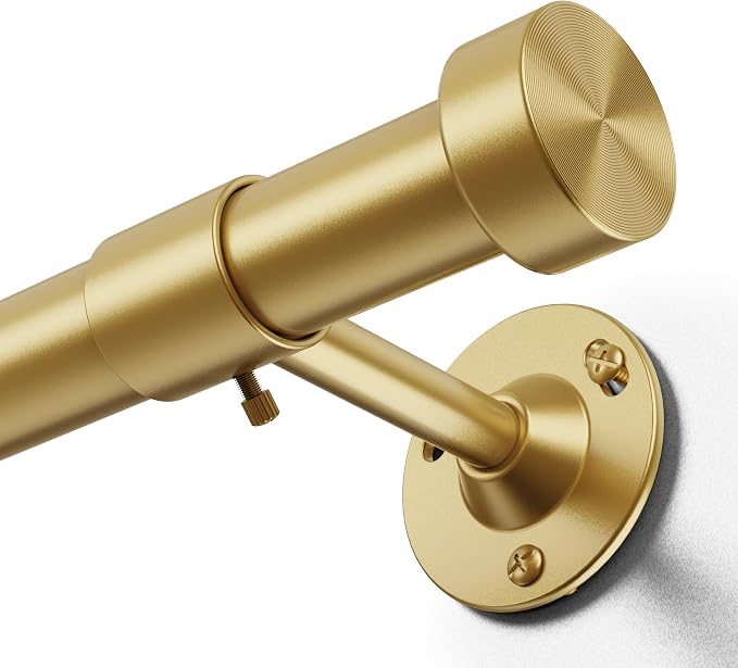 YaFex Heavy Duty Curtain Rods 32-90 Inch, 1 Inch Adjustable Gold Curtain Rod by YaFex