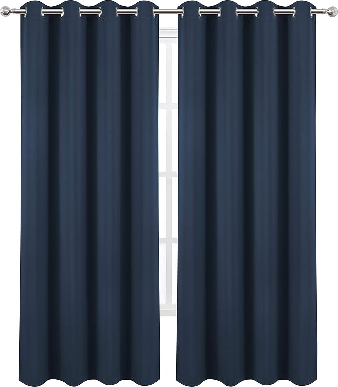 LEMOMO Blackout Curtains 66 x 95 inch/Navy Blue Curtains Set of 2 - Image 2