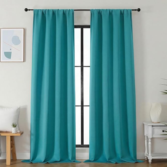 Simplebrand Ava Teal Blackout Curtains by Simplebrand