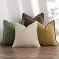 MIULEE Neutral Green/Brown Linen Pillow Covers Pack of 4 Decorative Natural by MIULEE