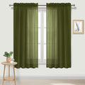 DWCN Olive Green Sheer Curtains Semi Transparent Voile Rod Pocket Curtains by DWCN