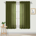 DWCN Olive Green Sheer Curtains Semi Transparent Voile Rod Pocket Curtains by DWCN