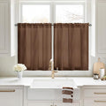 HOMEIDEAS Non-See-Through Brown Privacy Sheer Kitchen Curtains, 30 X 36 Inches by HOMEIDEAS