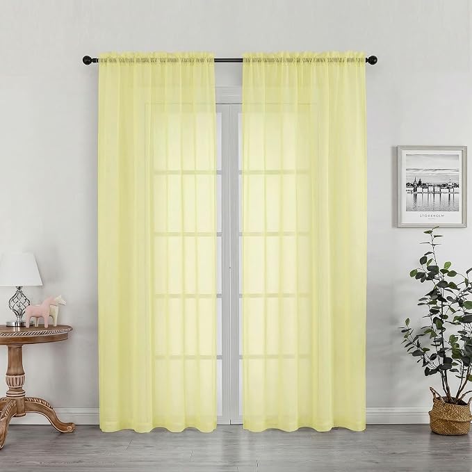 OWENIE Sheer Curtains 72 Inches Long 2 Panels Set, Modern Light Filtering Sheer by OWENIE