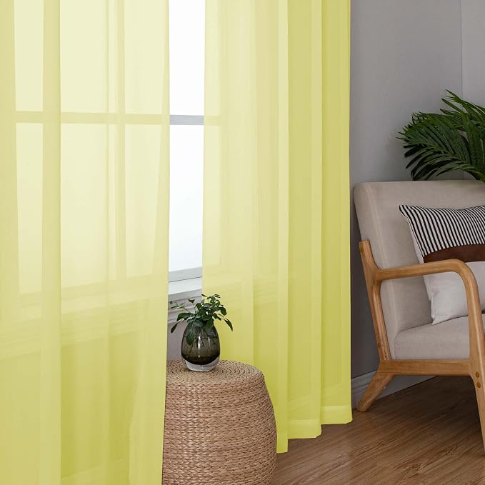 Simplebrand Lemon Short Sheer Curtains 45 Inch Length - Image 7