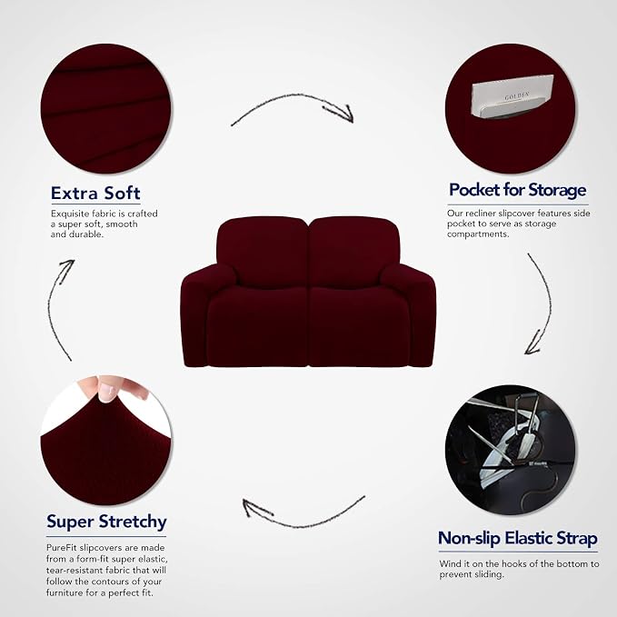 PureFit Super Stretch Loveseat Recliner Sofa Couch Cover - Image 3