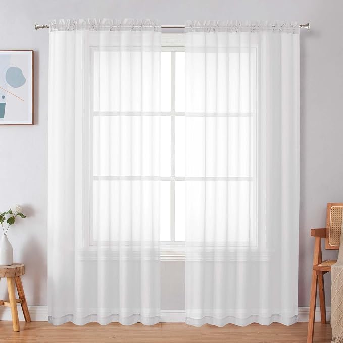 Simplebrand White Sheer Curtains, 2 Panels Set by Simplebrand