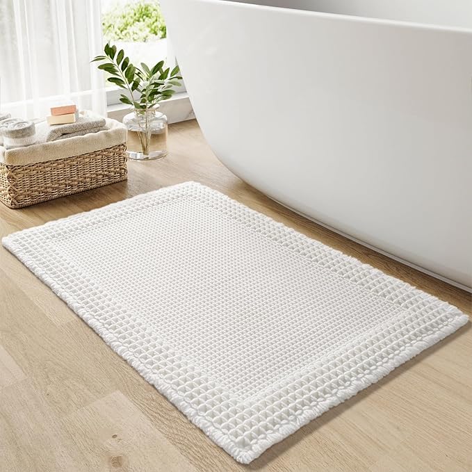 RESARE Waffle Bath Mat, Super Absorbent Non Slip, Machine Washable, Ultra Soft by Resare