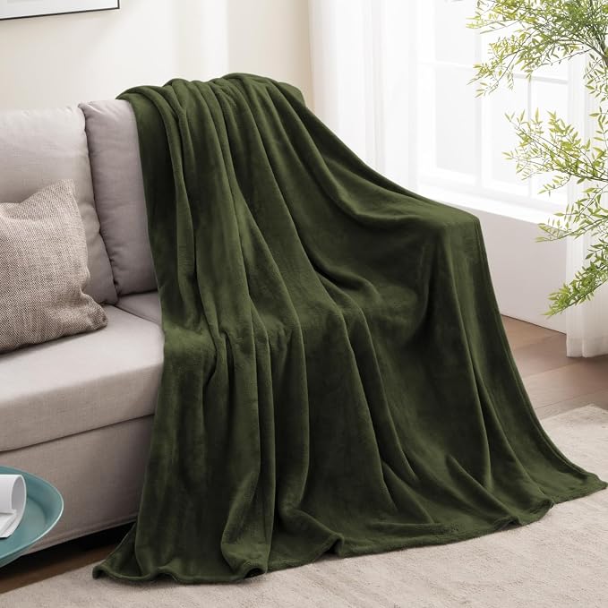 BEDELITE Fleece Blanket Twin Size Olive Green Throw Blankets - Image 5