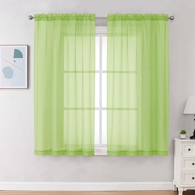 Chyhomenyc Sheer Curtains 63 Inch Length 2 Panels Set, Light Filtering Rod by Chyhomenyc