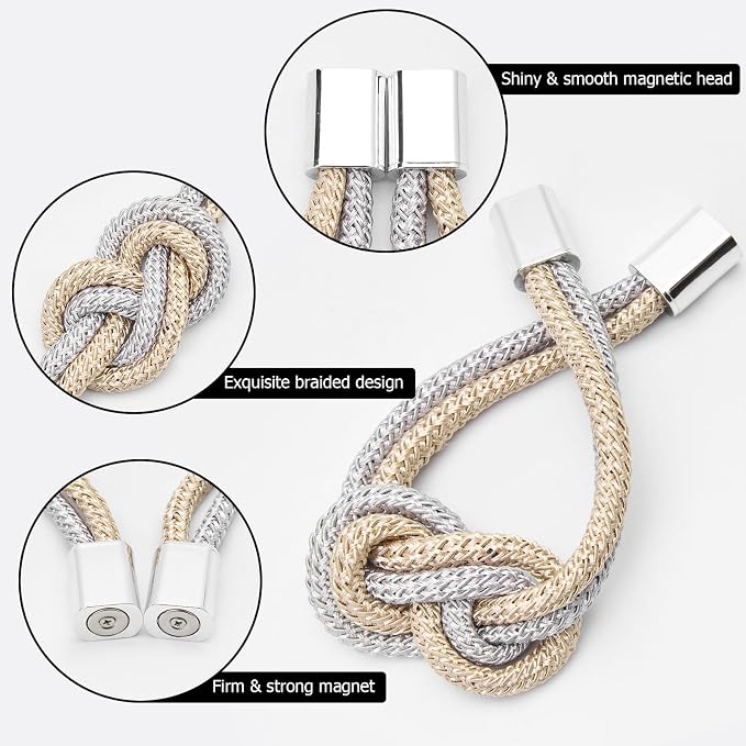 NICEEC 4 Pack Mini Magnetic Curtain Tiebacks Nordic Simple Style Drape Tie - Image 3
