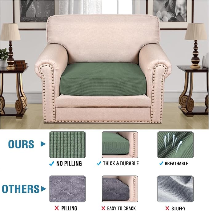 H.VERSAILTEX Super Stretch Individual Seat Cushion Covers Sofa Covers Couch - Image 2
