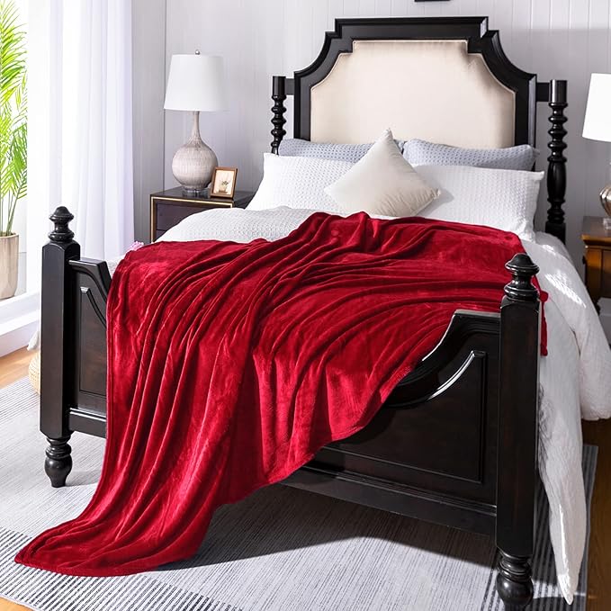 JIAHANNHA Fleece Blanket King Size Red 108 by 90 Inches Blankets by JIAHANNHA