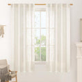 LAMIT Cream Linen Semi Sheer Curtains 63 Inch by LAMIT