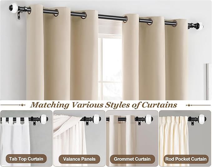 Curtain Rods 32 to 58 Inch, USFOOK 7/8 Inch Telescoping Splicing Drapery Rods - Image 6