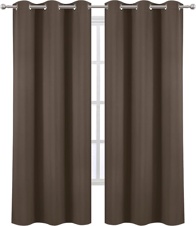 LEMOMO Chocolate Brown Thermal Blackout Curtains/38 x 84 Inch/Set of 2 Panels - Image 2