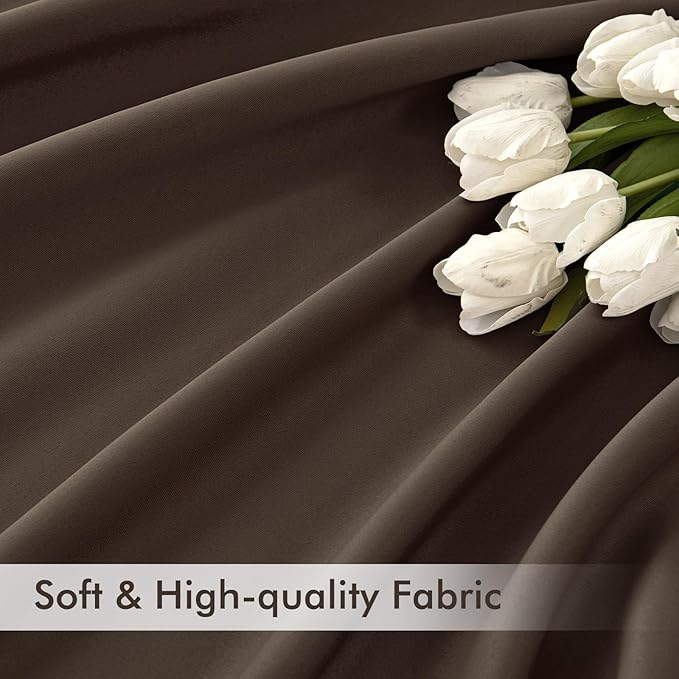 MIULEE Chocolate Brown Back Tab Blackout Curtains 63 Inch Length 2 Panels Set - Image 6