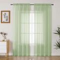 Gwine Light Green Sheer Curtains 84 Inches Long 2 Panels Set by Gwine