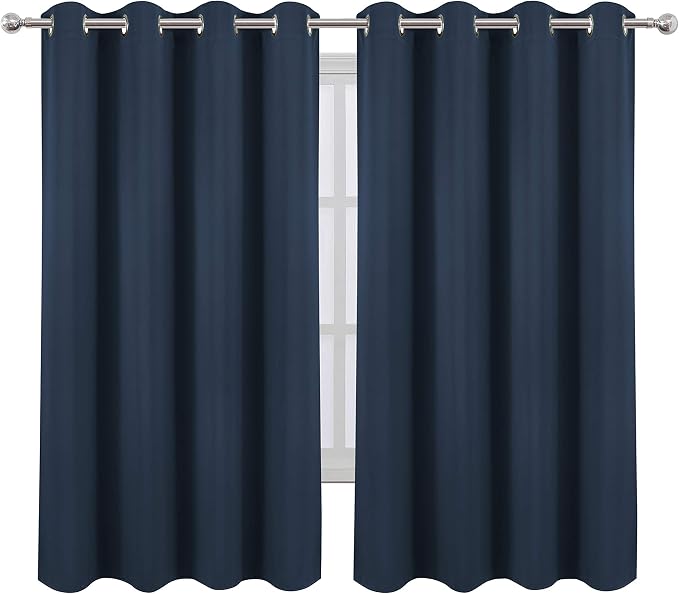 LEMOMO Blackout Curtains 52 x 63 inch/Navy Blue Curtains Set of 2 - Image 2
