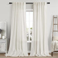 Cream Linen Sheer Curtains 102 Inches 2 Panels Set Back Tab Rod Pocket Extra by Nanspring