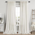 Cream Linen Curtains 108 Inches Long 2 Panels Set Back Tab Rod Pocket Semi by Nanspring