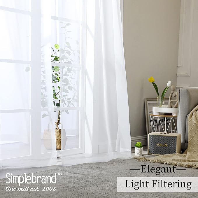 Simplebrand Sheer White Curtains 120 Inches Long, Extra Long Rod Pocket Solid - Image 5
