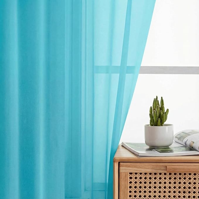 Sheer Curtains 63 Inch Length 2 Panels Set - Image 6