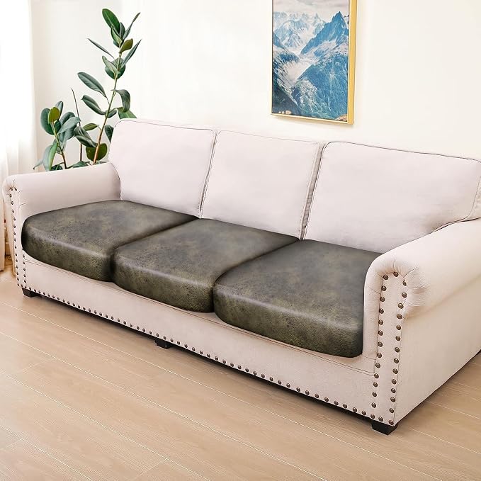 Leather Look Couch Cushion Covers Sofa Seat Slipcovers Sets Couches Furniture - Image 7