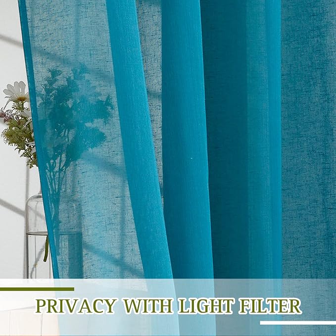 NICETOWN Semi Sheer Curtains Flax Linen Texture, Grommet Retro Linen Weave - Image 6
