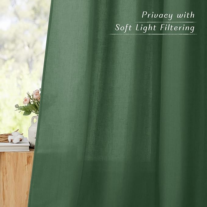 NICETOWN Thick Linen Olive Green Curtains & Drapes, Grommet Linen Blend Privacy - Image 5