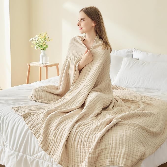 EMME Cotton Muslin Throw Blanket 4 Layer - Image 6