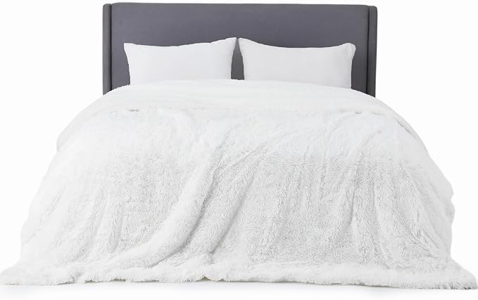 Bedsure GentleSoft Fluffy White King Size Blanket - Image 8