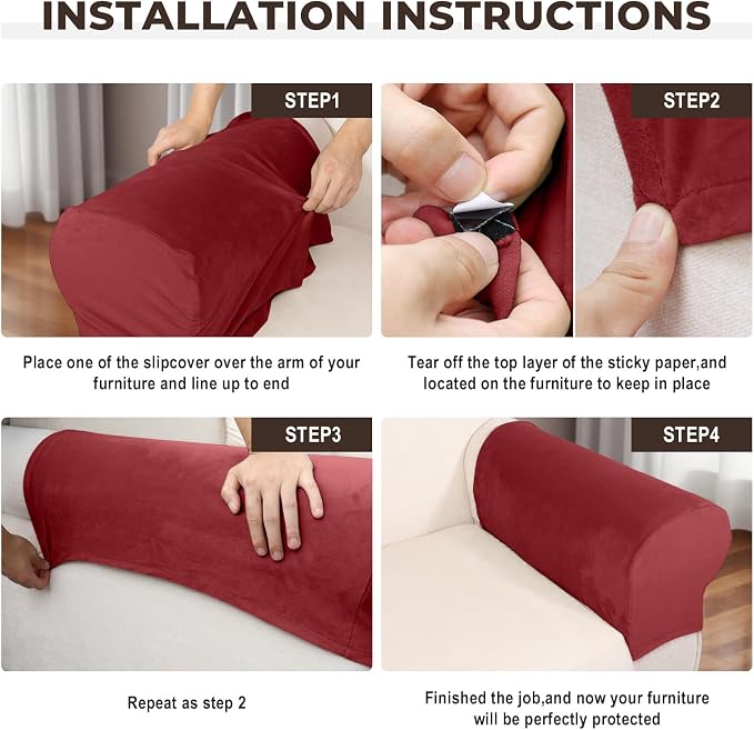Couch Arm Covers 2 Pcs Sofa Armrest Covers Stretch Couch, Armrest Cover - Image 4