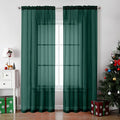 OVZME Hunter Green Sheer Curtains 84 Inches Long 2 Panels by OVZME