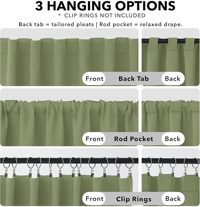 Deconovo Blackout Curtains, Thermal Insulated, W70 x L108 2 Panels, Back Tab - Image 2