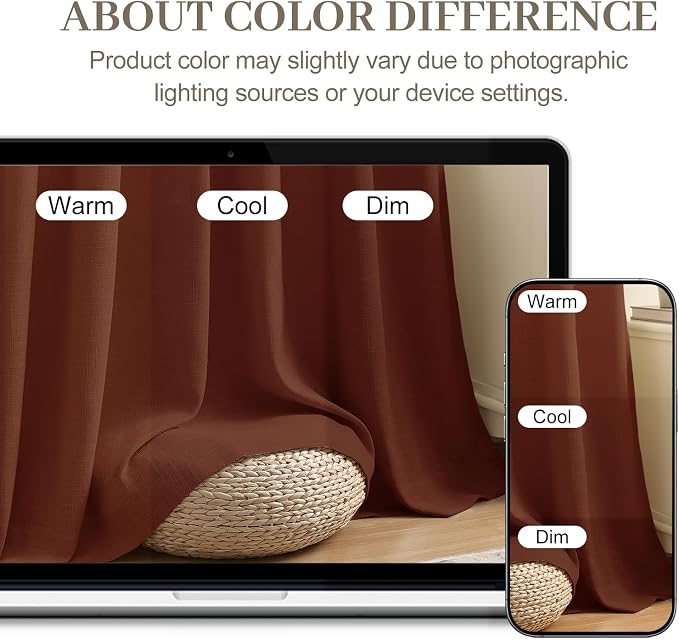 Pinch Pleated Linen Curtains 84 Inch Length 2 Panels Set, Light Filtering Linen - Image 9