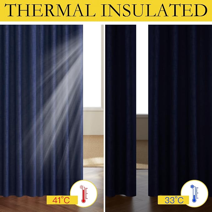 NICETOWN Vintage Open Linen Weave Flax Thermal Curtains, 100% Blackout Curtains - Image 3
