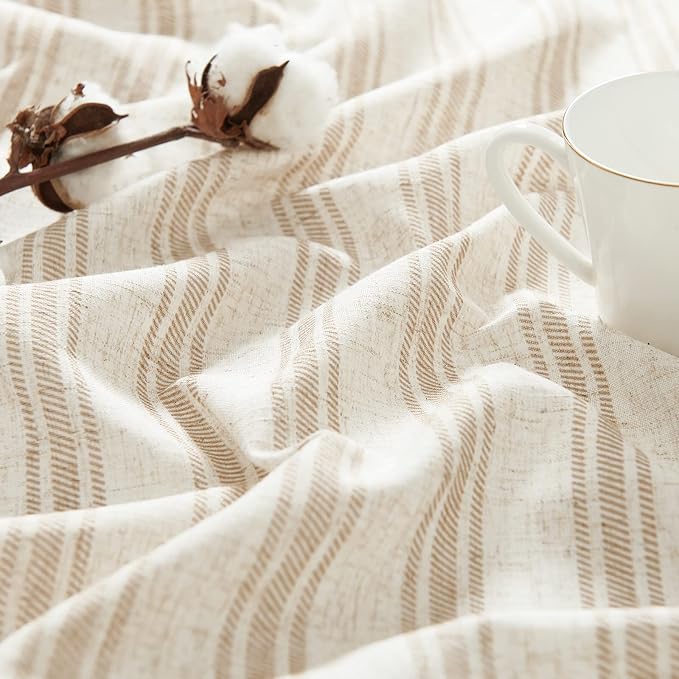 JINCHAN Striped Valance Window Treatment Linen Valance - Image 5