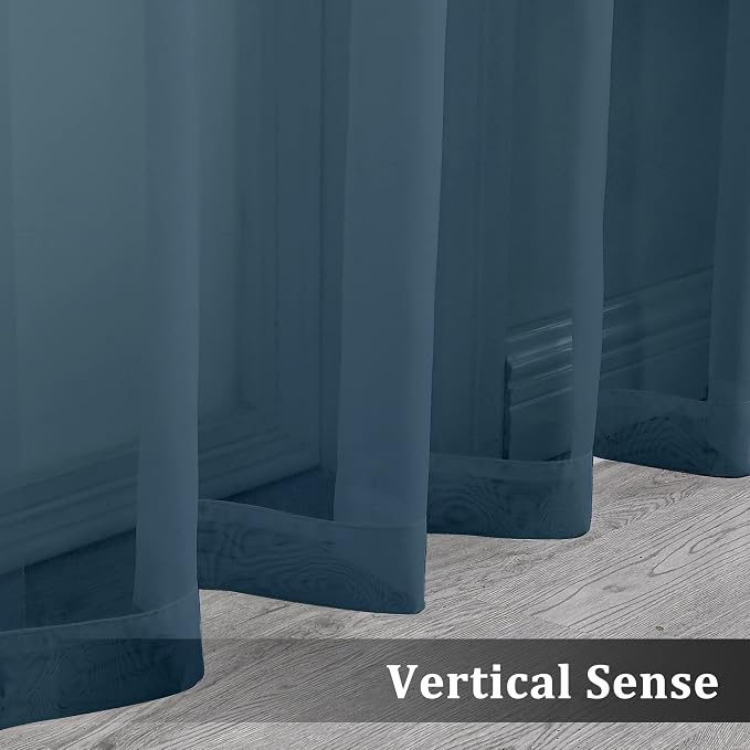 OVZME Dusty Blue Sheer Curtains 108 Inches Long, Light Filtering Semi - Image 6