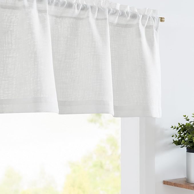 jinchan Sheer Valance Curtain Linen Textured Valance by JINCHAN