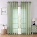 Lecloud Sage Green Sheer Curtains 90 Inches Long 2 Panels, Light Filtering Airy by Lecloud